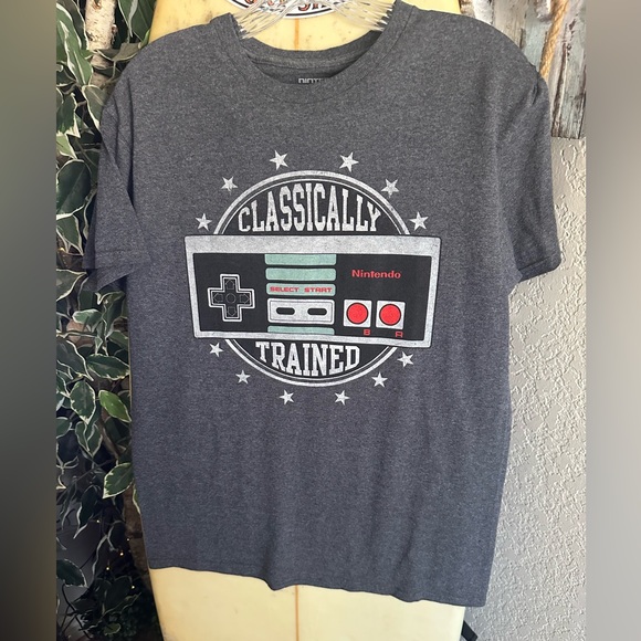 Nintendo Tops - Nintendo Gray Graphic Tee with Retro Controller Print